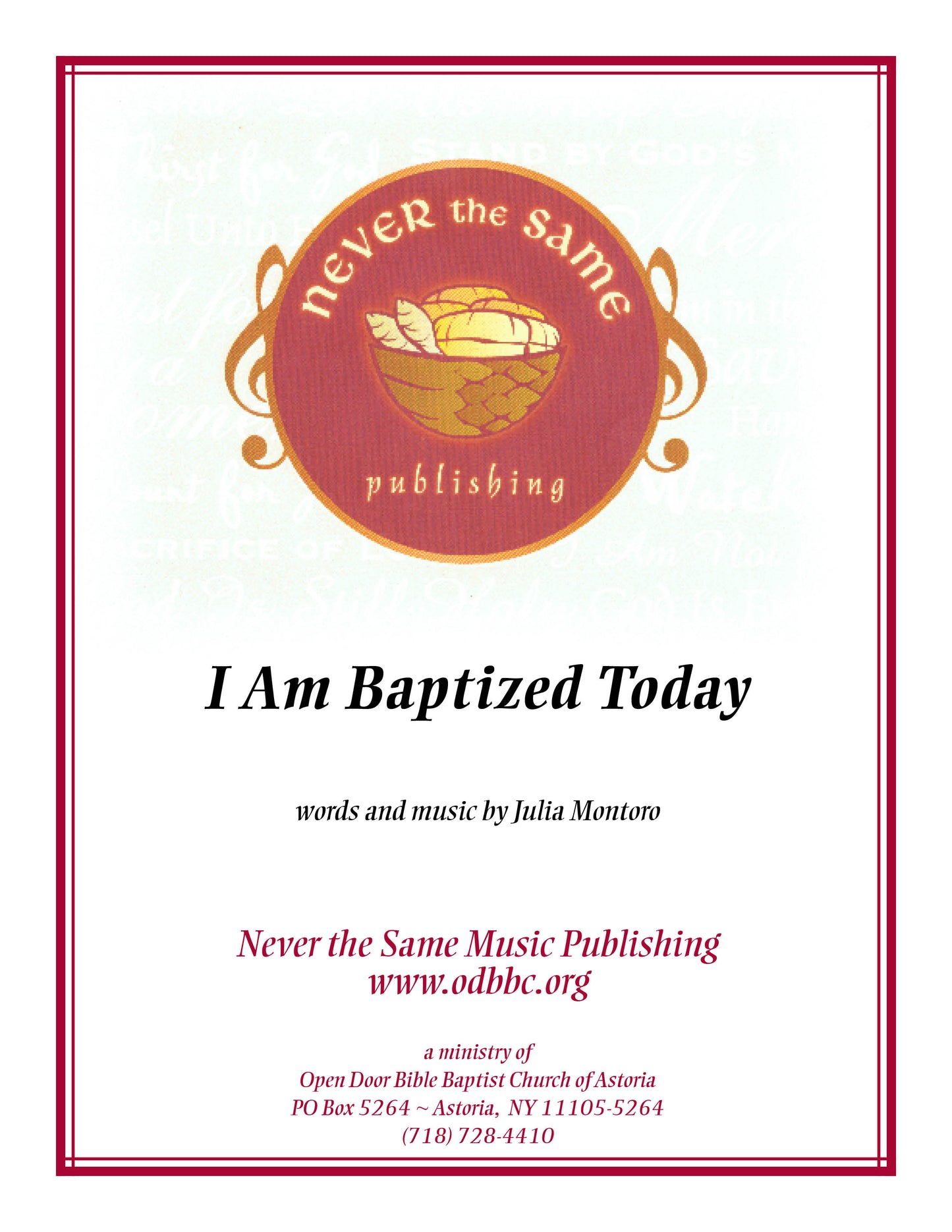 I Am Baptized Today
